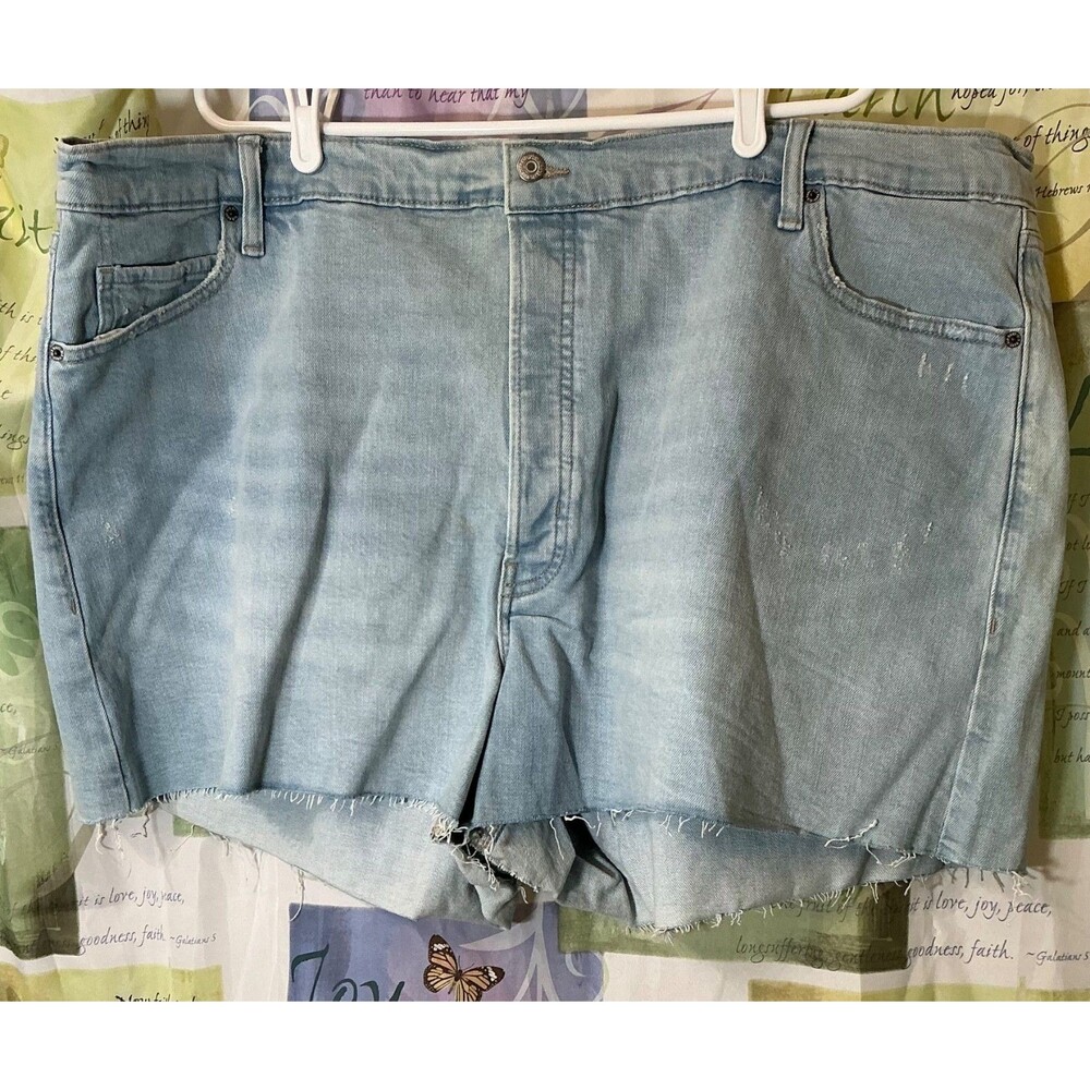 OLD NAVY Women Blue Jeans Denim Shorts Plus Size 28W Cutoff New Higher High Rise